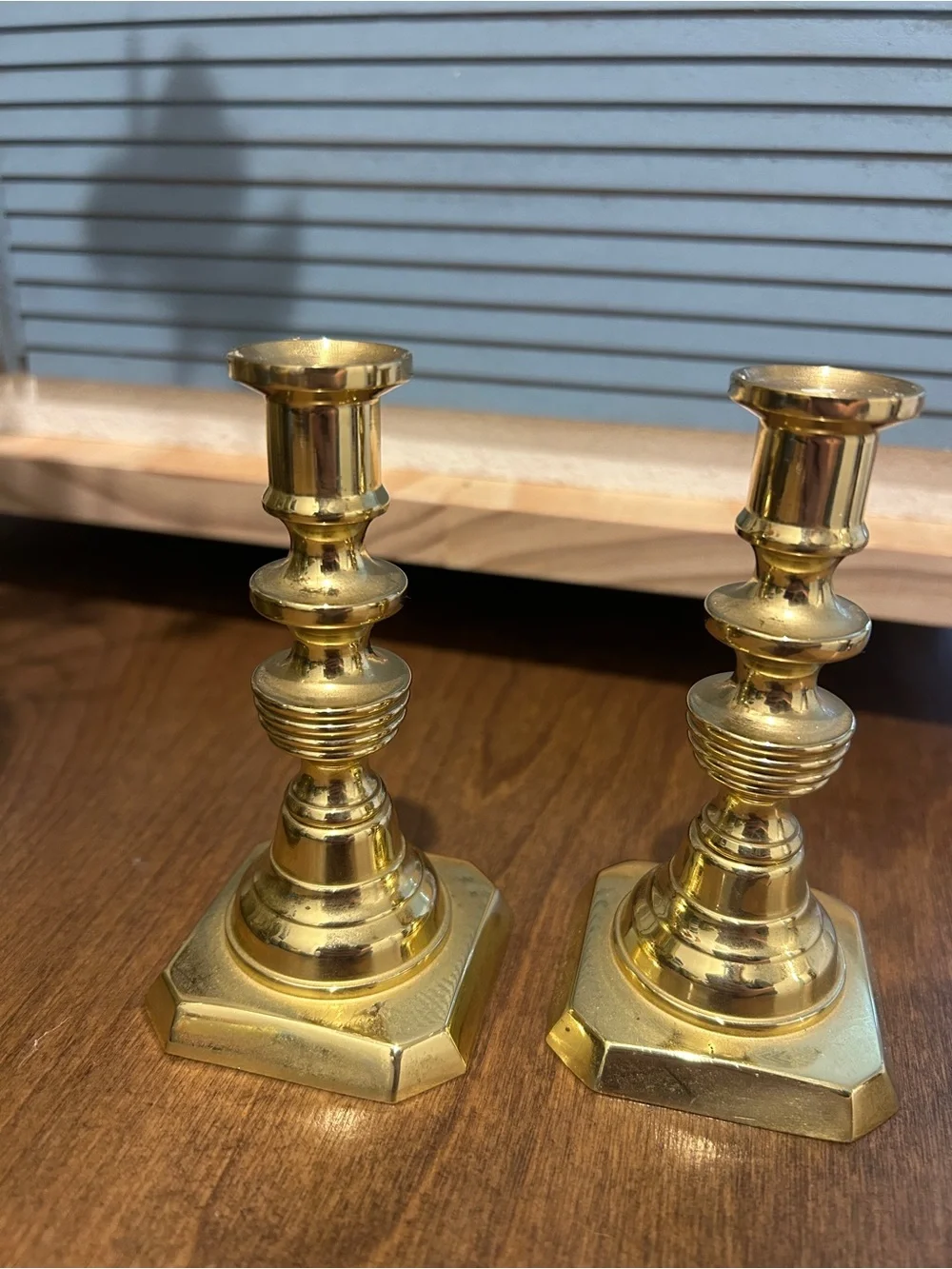 Vintage Solid Brass Candlestick Holders Pair • 4” Taper Candle Holders